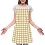 Beige And White Check Pattern Print Adjustable Apron
