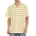 Beige And White Check Pattern Print Aloha Shirt