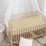Beige And White Check Pattern Print Baby Crib Sheet