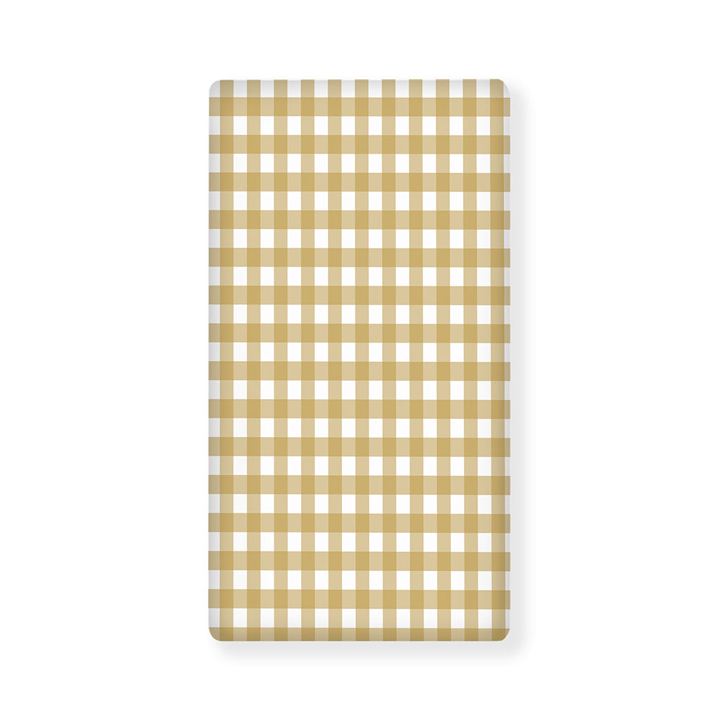 Beige And White Check Pattern Print Baby Crib Sheet