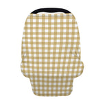 Beige And White Check Pattern Print Baby Seat Cover