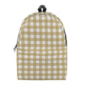 Beige And White Check Pattern Print School Backpack