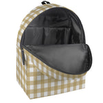 Beige And White Check Pattern Print Backpack