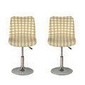 Beige And White Check Pattern Print Bar Stool Covers