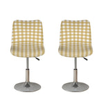 Beige And White Check Pattern Print Bar Stool Covers