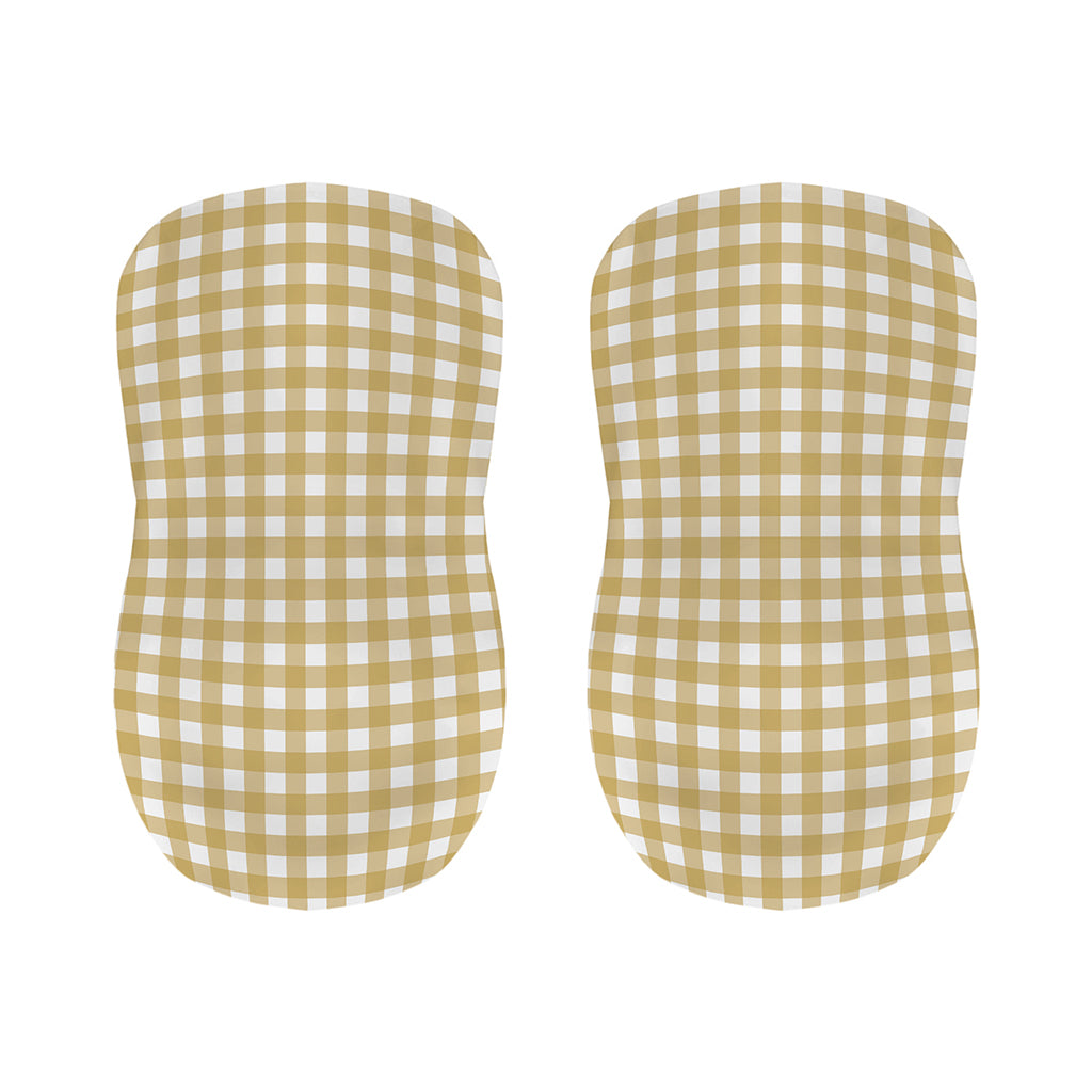 Beige And White Check Pattern Print Bar Stool Covers