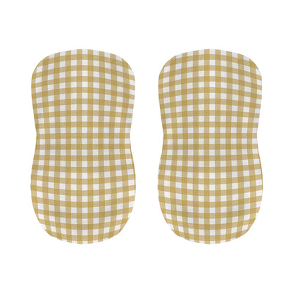 Beige And White Check Pattern Print Bar Stool Covers