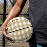 Beige And White Check Pattern Print Basketball