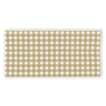 Beige And White Check Pattern Print Beach Towel