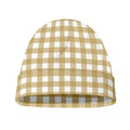 Beige And White Check Pattern Print Beanie