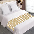 Beige And White Check Pattern Print Bed Runner