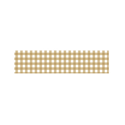 Beige And White Check Pattern Print Bed Runner