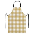 Beige And White Check Pattern Print Bib Apron With Pocket