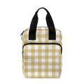 Beige And White Check Pattern Print Bible Tote Bag