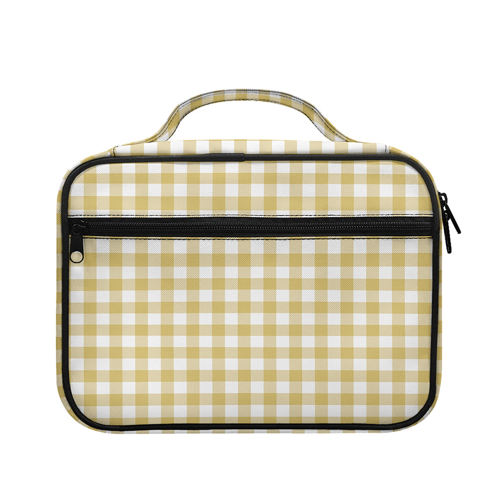 Beige And White Check Pattern Print Briefcase Bible Bag