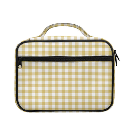 Beige And White Check Pattern Print Briefcase Bible Bag