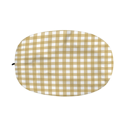 Beige And White Check Pattern Print Car Side Mirror Covers