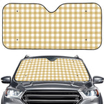 Beige And White Check Pattern Print Car Windshield Sun Shade