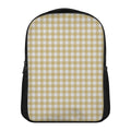 Beige And White Check Pattern Print Casual Backpack
