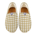 Beige And White Check Pattern Print Casual Shoes