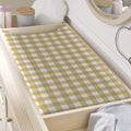 Beige And White Check Pattern Print Changing Pad Cover
