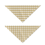 Beige And White Check Pattern Print Dog Bandana