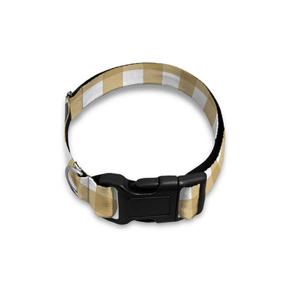 Beige And White Check Pattern Print Dog Collar