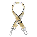Beige And White Check Pattern Print Dog Seat Belt