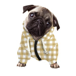 Beige And White Check Pattern Print Dog Zip Up Hoodie