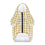 Beige And White Check Pattern Print Dog Zip Up Hoodie