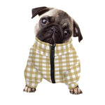 Beige And White Check Pattern Print Dog Zip Up Jacket