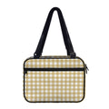 Beige And White Check Pattern Print Double Strap Bible Bag