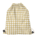 Beige And White Check Pattern Print Drawstring Bag