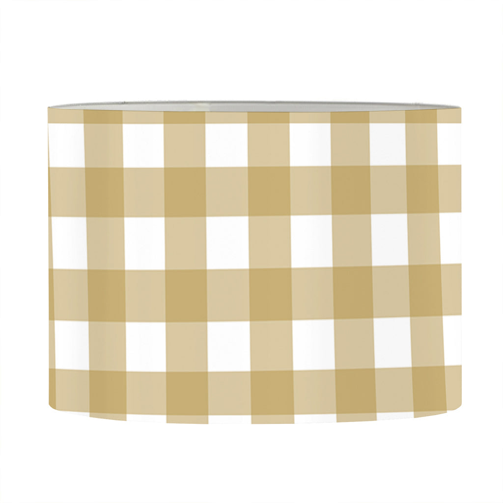 Beige And White Check Pattern Print Drum Lamp Shade