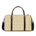 Beige And White Check Pattern Print Duffel Bag