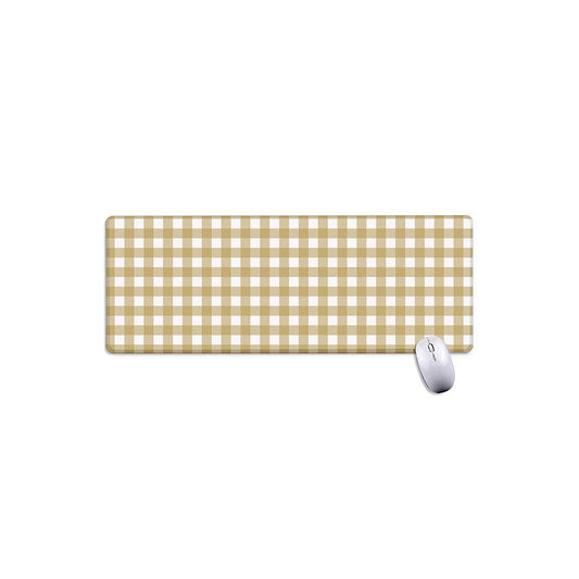 Beige And White Check Pattern Print Extended Mouse Pad