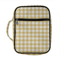 Beige And White Check Pattern Print Front Pocket Bible Bag