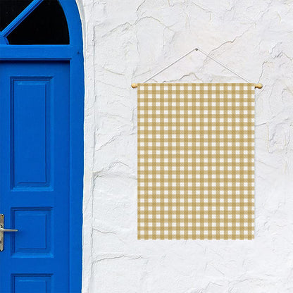 Beige And White Check Pattern Print Garden Flag