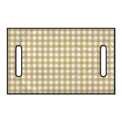 Beige And White Check Pattern Print Golf Cart Seat Cover