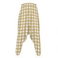 Beige And White Check Pattern Print Hammer Pants