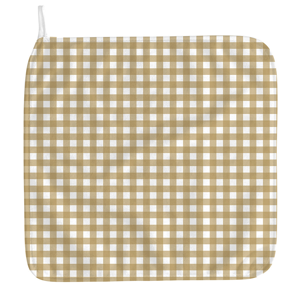 Beige And White Check Pattern Print Hand Towel