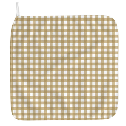 Beige And White Check Pattern Print Hand Towel