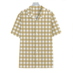 Beige And White Check Pattern Print Hawaiian Shirt