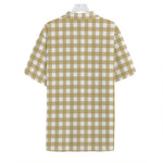 Beige And White Check Pattern Print Hawaiian Shirt