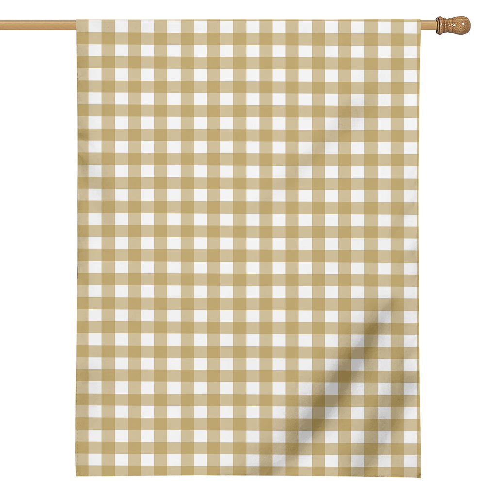 Beige And White Check Pattern Print House Flag
