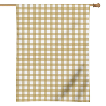 Beige And White Check Pattern Print House Flag