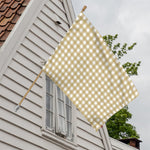 Beige And White Check Pattern Print House Flag