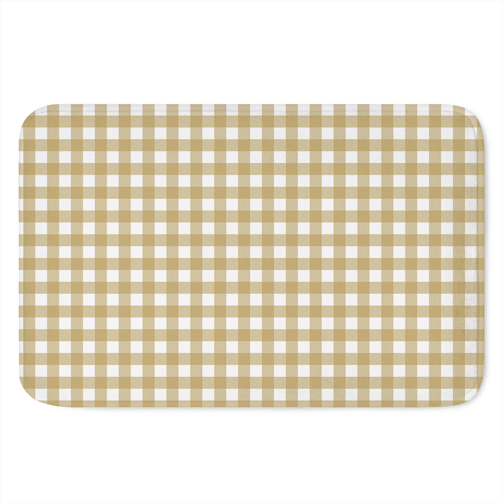 Beige And White Check Pattern Print Indoor Door Mat
