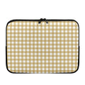 Beige And White Check Pattern Print Laptop Sleeve