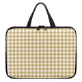 Beige And White Check Pattern Print Laptop Sleeve With Handle